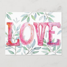 Love Hand Painted Floral Valentijnsdag waterverf