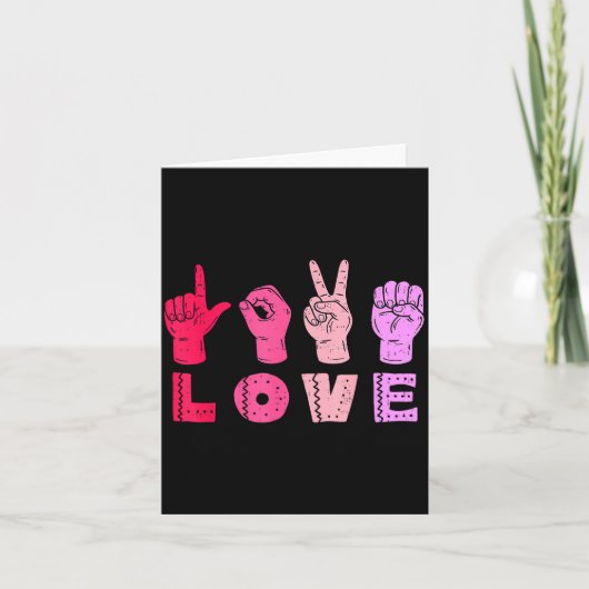 Love Hand Sign Language Asl Valentines Day Men Wom Kaart (Voorkant)