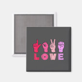 Love Hand Sign Language Asl Valentines Day Men Wom Magneet (Voorkant / Achterkant)