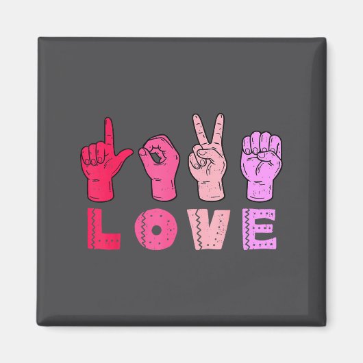 Love Hand Sign Language Asl Valentines Day Men Wom Magneet (Voorkant)