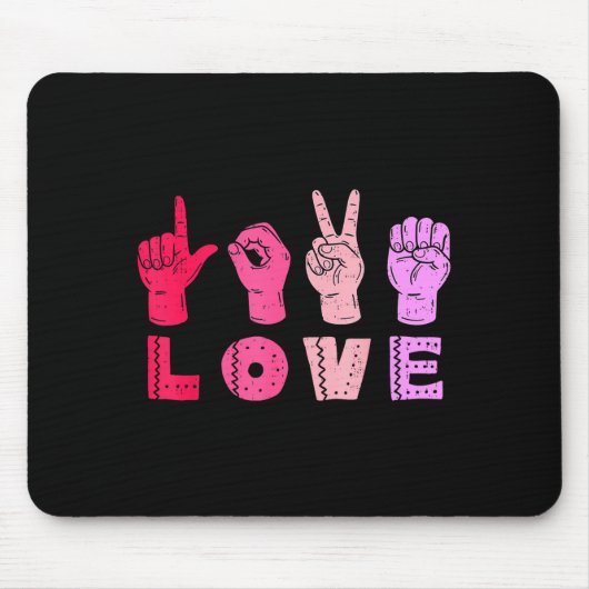Love Hand Sign Language Asl Valentines Day Men Wom Muismat (Voorkant)