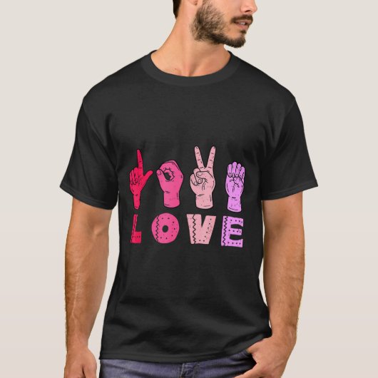 Love Hand Sign Language Asl Valentines Day Men Wom T-shirt (Voorkant)