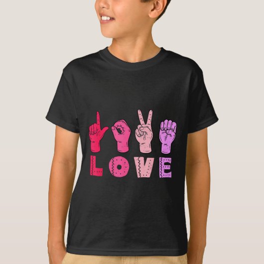 Love Hand Sign Language Asl Valentines Day Men Wom T-shirt (Voorkant)