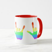 Love Hand Sign Language in Rainbow Color Blends Mok (Voorkant rechts)