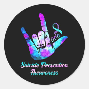 Love Hand Sign Suïcidepreventie-bewustzijn Week S Ronde Sticker