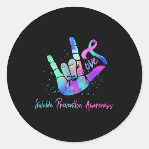 Love Hand Sign Suïcidepreventie-bewustzijn Week S Ronde Sticker