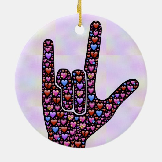 Love Hand Sign-versiering Keramisch Ornament (Achterkant)