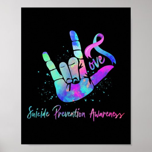 Love Hand Sign Zelfmoordpreventie Bewustzijn Week Poster (Voorkant)