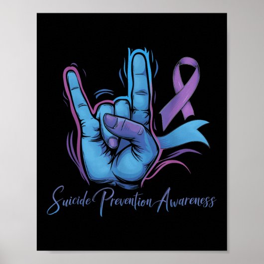 Love Hand Sign Zelfmoordpreventie Bewustzijn Week Poster (Voorkant)