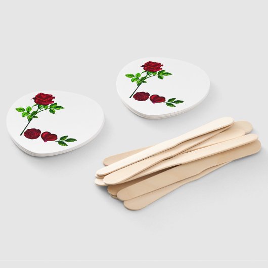 LOVE - Handgeschilderd Roos Handventilator Handwaaier (Niet-gemonteerd)