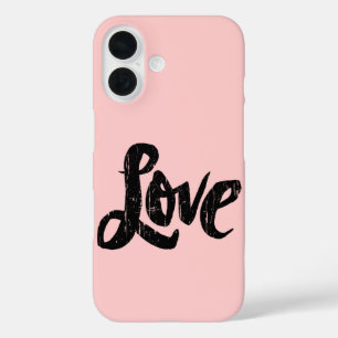 LOVE Handlettering Paris Chic Bleekroze Valentijn  iPhone 16 Hoesje