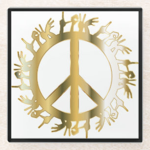 LOVE HANDS PEACE SIGN GLAZEN ONDERZETTER