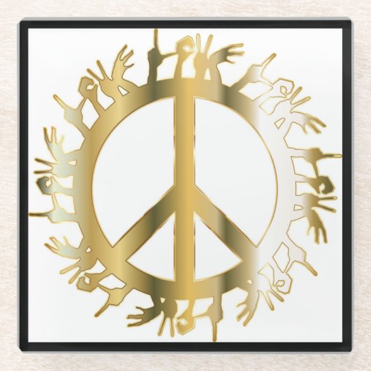 LOVE HANDS PEACE SIGN GLAZEN ONDERZETTER (Voorkant)