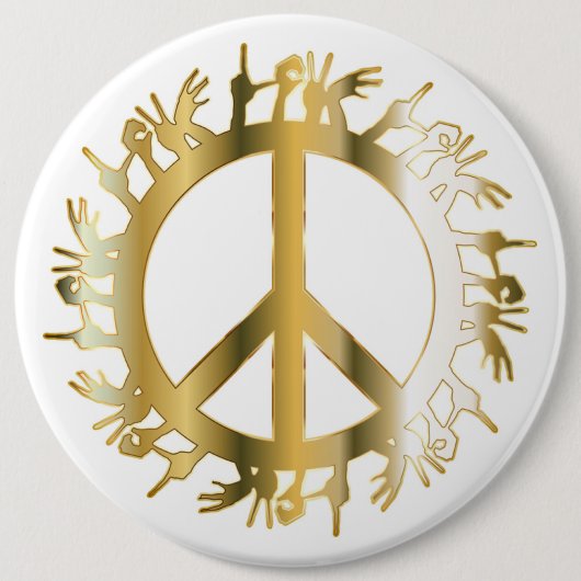 LOVE HANDS PEACE SIGN RONDE BUTTON 6,0 CM (Voorkant)