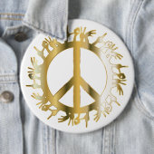 LOVE HANDS PEACE SIGN RONDE BUTTON 6,0 CM (In situ)