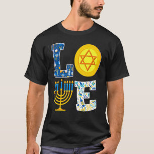 Love Hanukkah Chanukah Menorah Pajama Matching F T-shirt