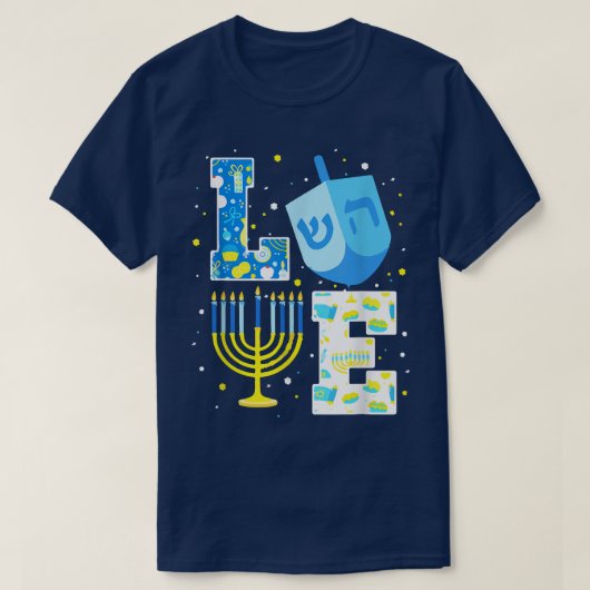 Love Hanukkah Chanukah Menorah Pajama Matching Fam T-shirt (Design voorkant)