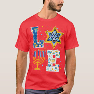 LOVE Hanukkah Decorations Dreidel Menorah Pajamas T-shirt