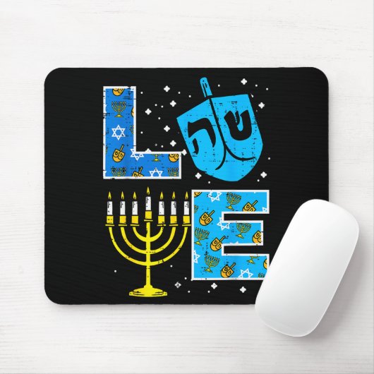 Love Hanukkah Dreidel Menorah Jewish Chanukah Men  Muismat (Met muis)
