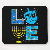 Love Hanukkah Dreidel Menorah Jewish Chanukah Men  Muismat (Voorkant)