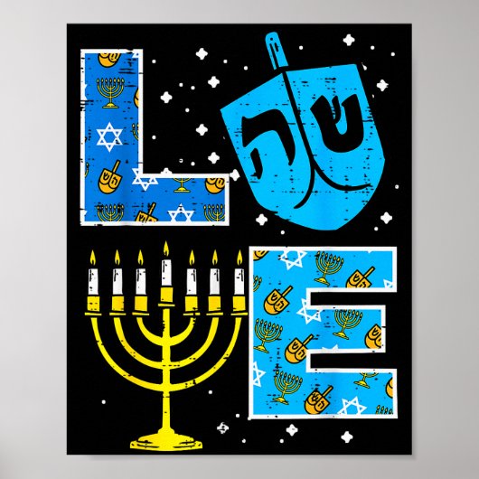Love Hanukkah Dreidel Menorah Jewish Chanukah Men  Poster (Voorkant)