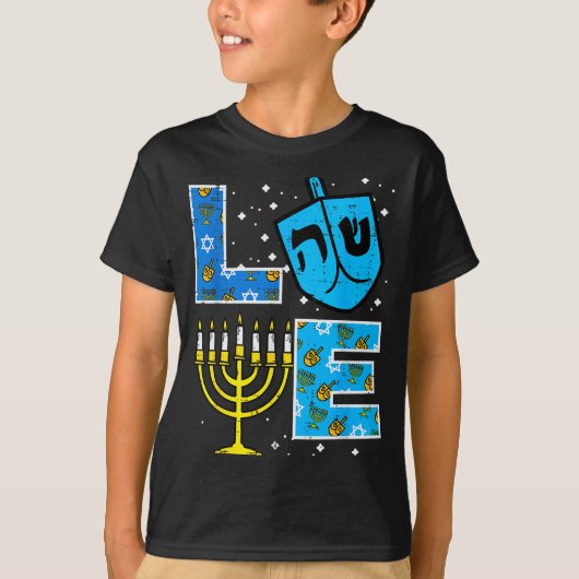 Love Hanukkah Dreidel Menorah Jewish Chanukah Men  T-shirt (Voorkant)