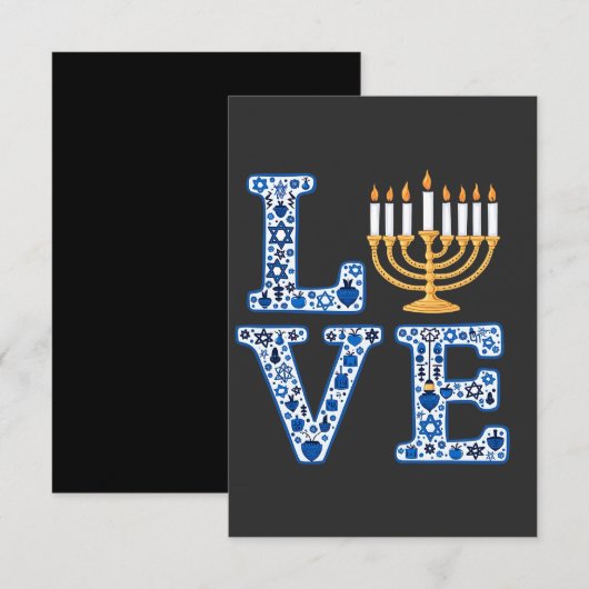 Love Hanukkah Jewish Holiday Menorah Bedankkaart (Voorkant / Achterkant)