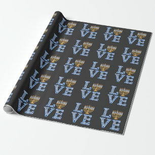 Love Hanukkah Jewish Holiday Menorah Cadeaupapier