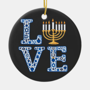 Love Hanukkah Jewish Holiday Menorah Keramisch Ornament