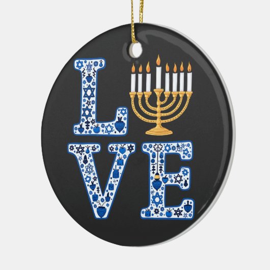 Love Hanukkah Jewish Holiday Menorah Keramisch Ornament (Links)