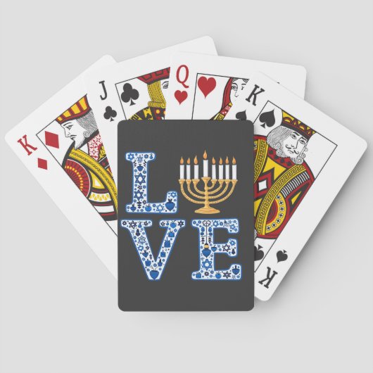 Love Hanukkah Jewish Holiday Menorah Pokerkaarten (Achterkant)