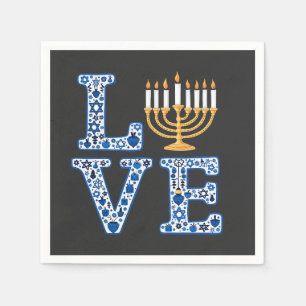 Love Hanukkah Jewish Holiday Menorah Servet