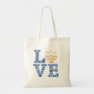 Love Hanukkah Jewish Holiday Menorah Tote Bag