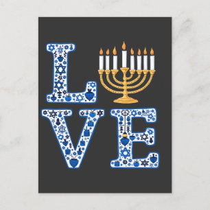 Love Hanukkah Jewish Holiday Menorah Uitnodiging Briefkaart