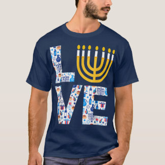 Love Hanukkah Menorah Candle Funny Jewish Festival T-shirt