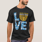 Love Hanukkah Menorah Jewish Pajama Funny For Men T-shirt (Voorkant)