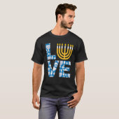 Love Hanukkah Menorah Jewish Pajama Funny For Men T-shirt (Voorkant volledig)