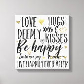Love Happily Heart XOXO Canvas Afdruk (Voorkant)