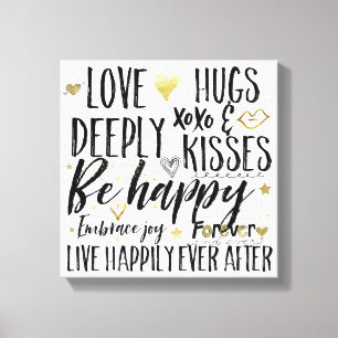 Love Happily Heart XOXO Canvas Afdruk