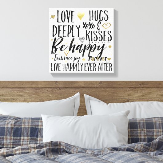Love Happily Heart XOXO Canvas Afdruk