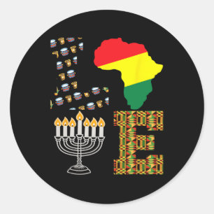 Love Happy Kwanzaa Afrika Kaart Kinara Kaarsen Afr Ronde Sticker