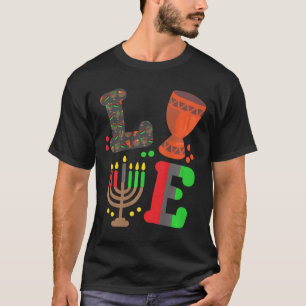 Love Happy Kwanzaa Afrikaanse kaart Kinara Kaarsen T-shirt