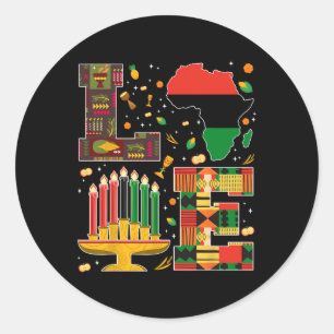 Love Happy Kwanzaa Decorations Afrika Kaart Kinara Ronde Sticker