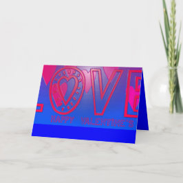 LOVE Happy Valentijn Roze Blauw Wenskaart Feestdagen Kaart