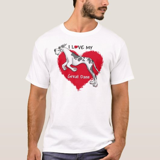 Love Harlequin Great Dane T-shirt (Voorkant)