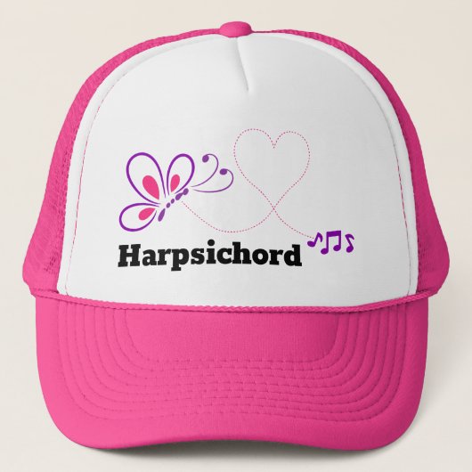 Love Harpsichord Pink Paars Butterfly Heart Trucker Pet (Voorkant)