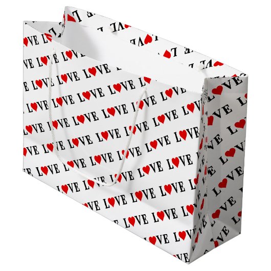 LOVE Hart zwart-wit, modern chic elegant Groot Cadeauzakje (Voorkant Gekanteld)