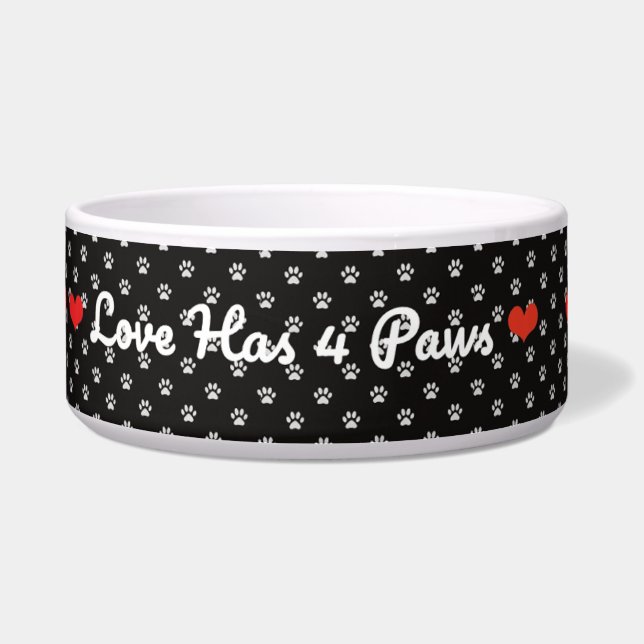 Love Has Four Paws – Heartwarming Pet Quote Design Voerbakje (Voorkant)
