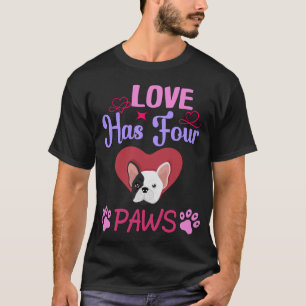 Love has four Paws Valentijnsdag Bulldog Couple T-shirt
