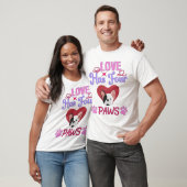 Love has four Paws Valentijnsdag Bulldog Couple T-shirt (Unisex)